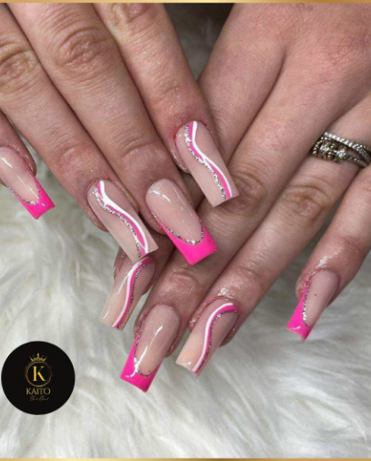 Beautiful nail design with artistic details by Kaito's Nail Bar Charlotte NC